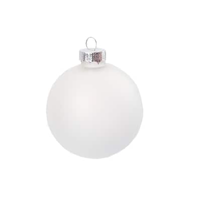 Matte Finish Glass Christmas Ball Ornaments 4.75" (120Mm) White 4Ct