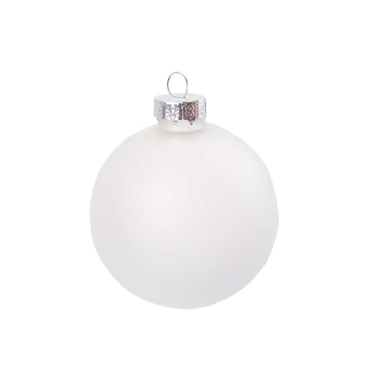 Large Matte Finish Glass Christmas Ball Ornaments - 6" (150mm) - Snow White -2ct
