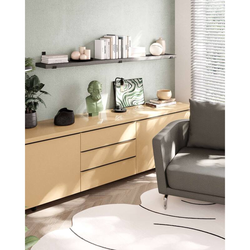 Wallniture Forte Wood Board 72" Long, 9.25'' Deep, 1.5" Thick, Floating Bookshelf for Wall, Hanging Shelf Living Room Decor, 1Pc