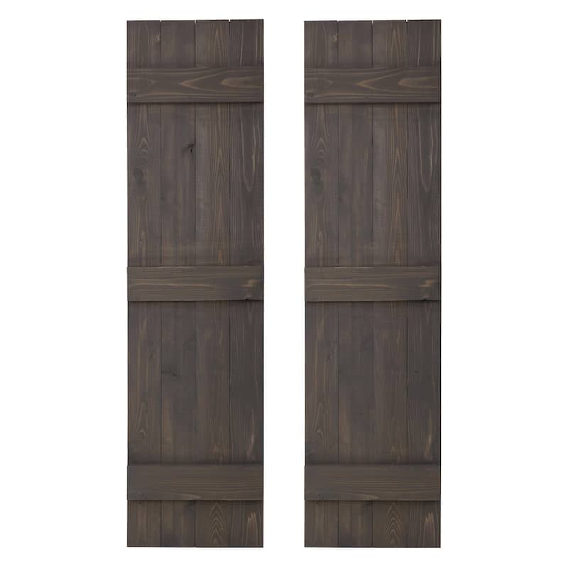 Traditional Board & Batten Exterior Shutters Pair - 84" - Stone Gray