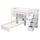 preview thumbnail 9 of 14, Loft Bed with Built-in Desk and Staircase, With Storage Compartments and Shelves, Twin over Twin, White