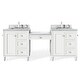 preview thumbnail 1 of 11, James Martin Vanities Copper Cove Encore 86" Double Vanity Set with Makeup Table, Bright White