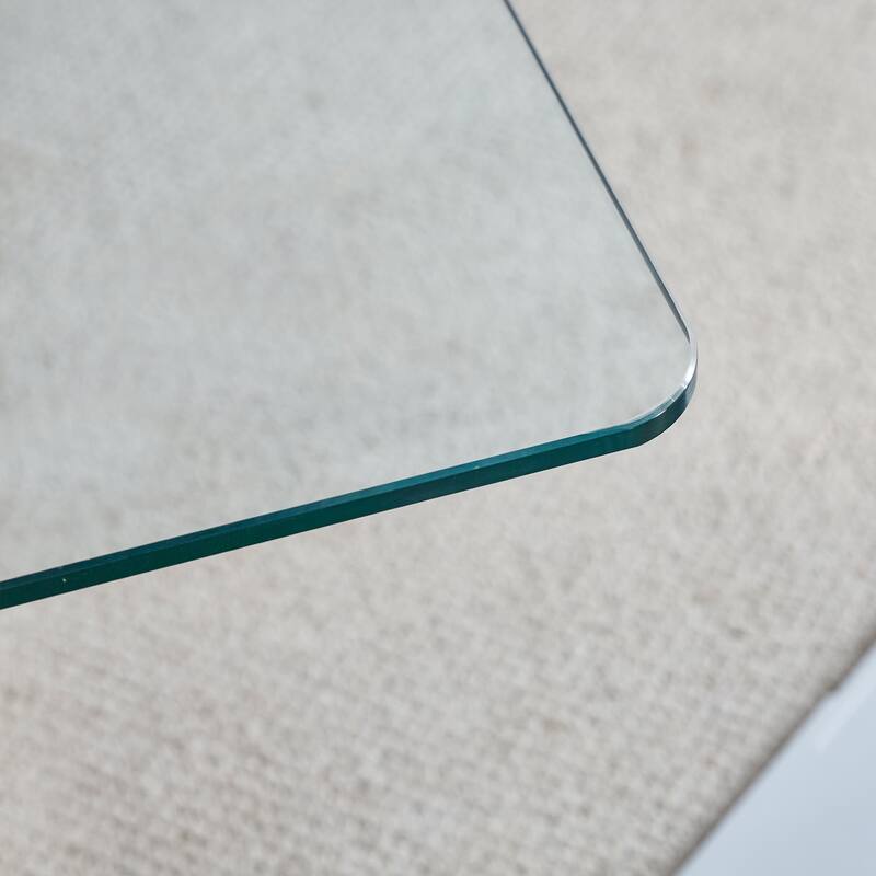 Contemporary Style Glass-Top Mdf Coffee Table With Base