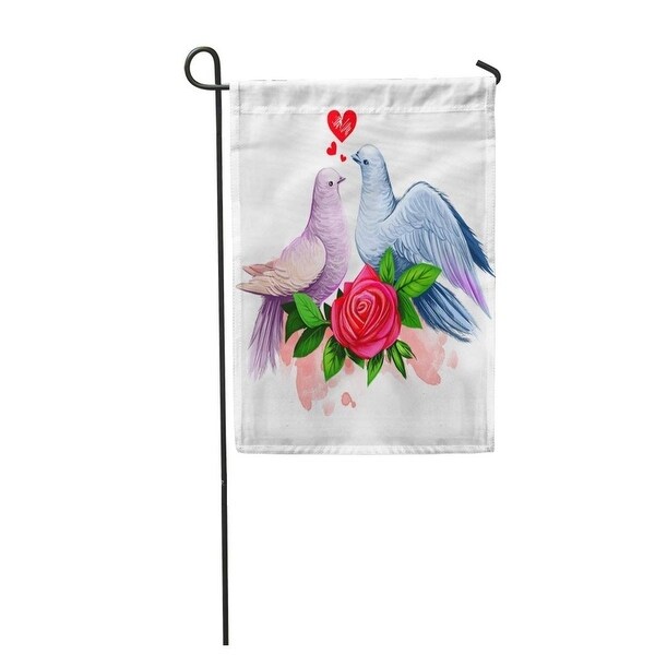 Download Shop Digital Of Two Doves Kissing Peace Couple Beautiful With Red Rose And Paint Garden Flag ...