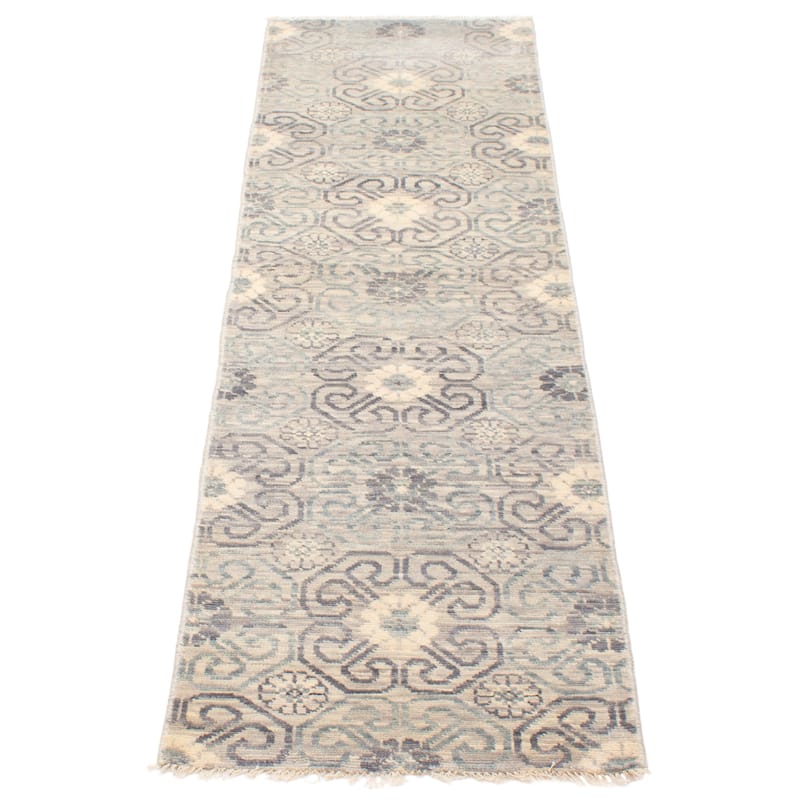 ECARPETGALLERY Hand-knotted Mystique Grey Wool Rug - 2'9 x 9'8