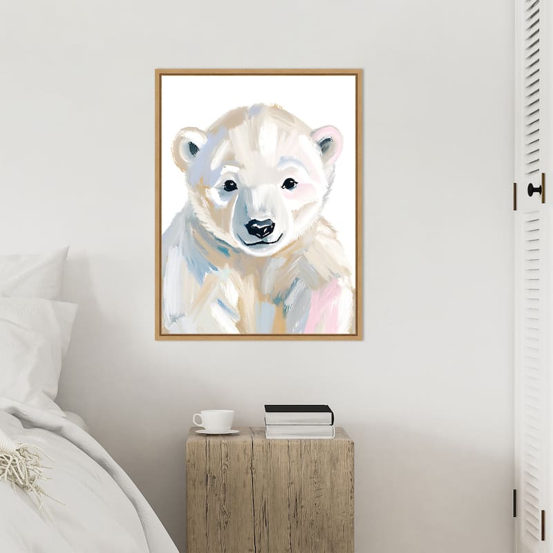 Polar Bear Cub by Ohkimiko Framed Canvas Wall Art