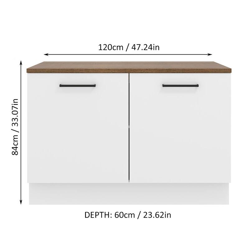 Madesa Hazel Kitchen Storage Base Cabinet 47 Inch Wide - White