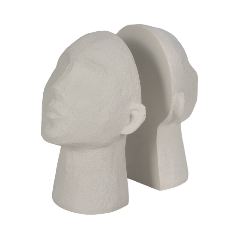 Sagebrook Home Elegant White 9" Textured Head Up Bookends (Set of 2) - 9.0"
