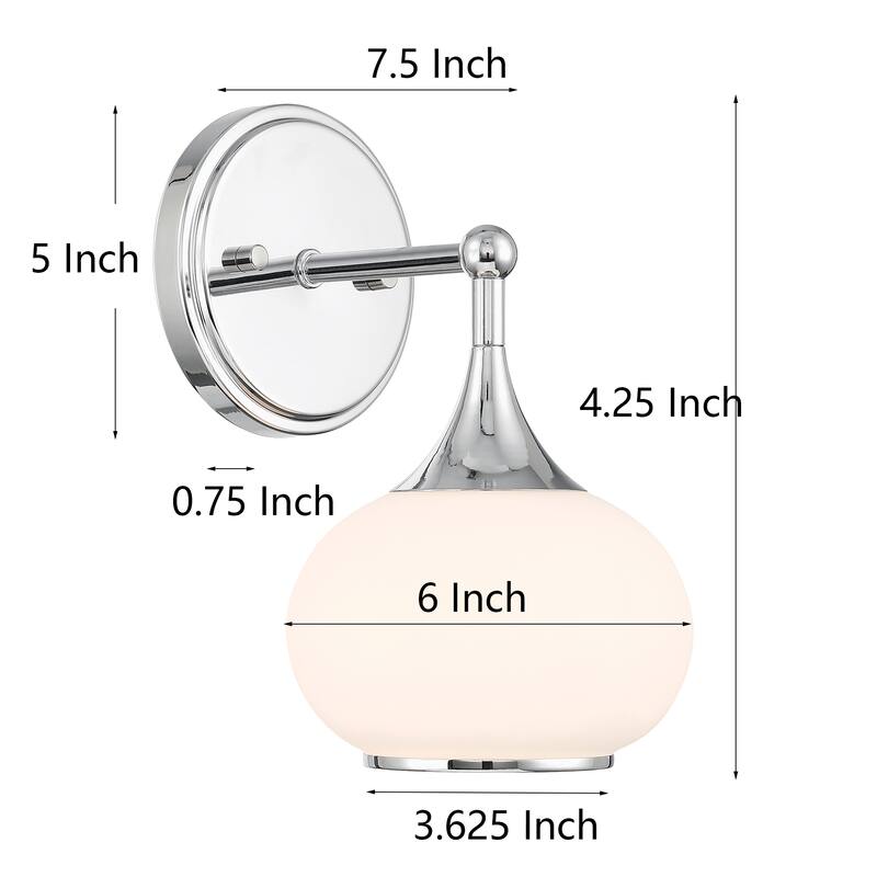 Acroma 1 Light Polished Chrome Finish Modern Globe Vanity Light