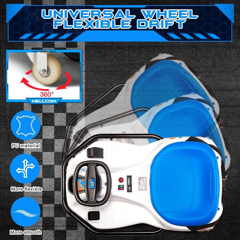 EROMMY Kids Electric Car with 360°Rotatable Universal Wheels, Kids Electric Toy Car with Acceleration Pedal, Music, Bluetooth