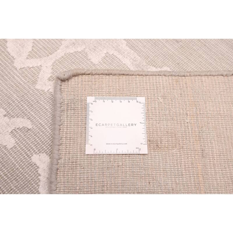 ECARPETGALLERY Hand Loomed Elysian Light Grey Viscose, Wool Rug - 9'11 x 13'5