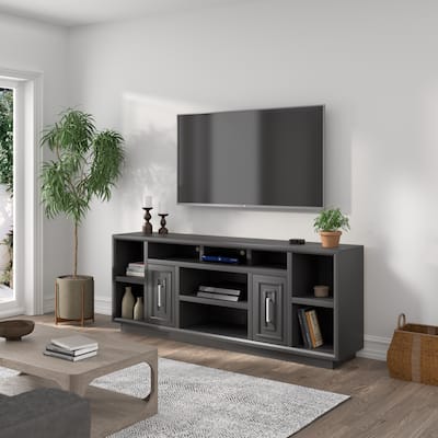 Bridgevine Home Sunset 83 inch TV Console for TVs up to 95 inches, No Assembly Required, Black Finish