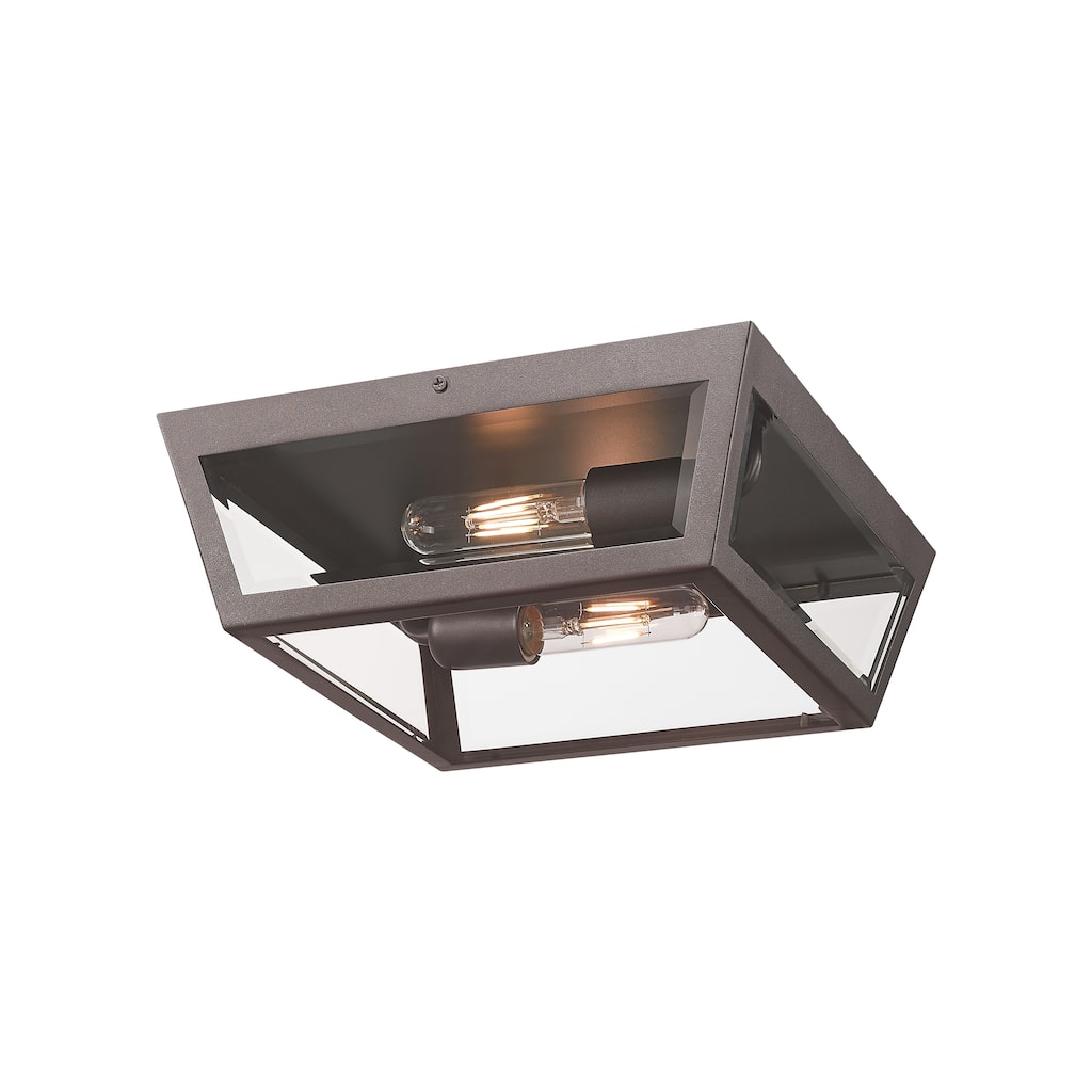Madison 2 Light 12" Bronze Outdoor Flush Mount - N/A