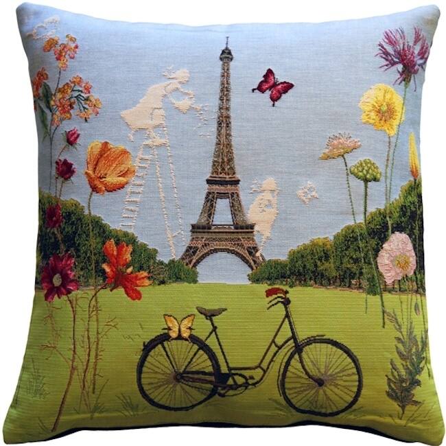 Eiffel Tower in Spring Tapestry Throw Pillow