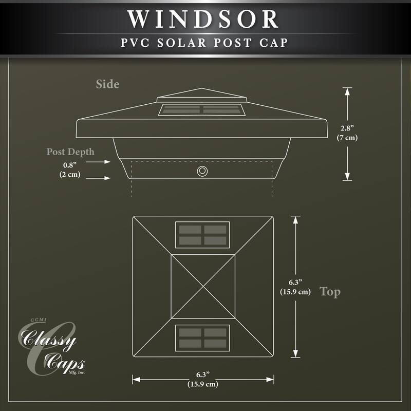 Classy Caps 4-inch White PVC Windsor Solar Post Cap (2-pack)
