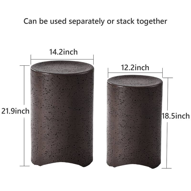 COSIEST Outdoor Concrete Side Tables (Set of 2)