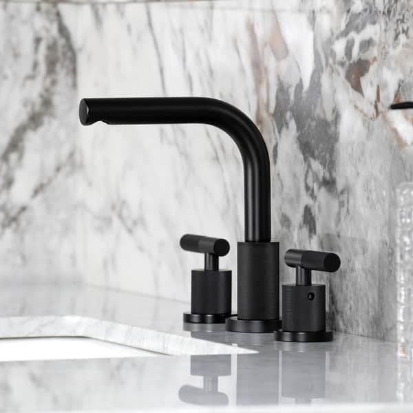 slide 2 of 36, Kingston Brass Convergent Two-Handle 3-Hole Deck Mount Widespread Bathroom Faucet with Knurled Handle and Brass Pop-Up Drain