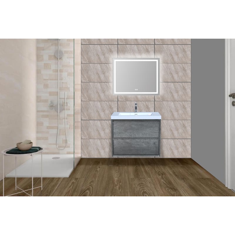 Sage 30“ wall mounted bathroom vanity with single basin acrylic top