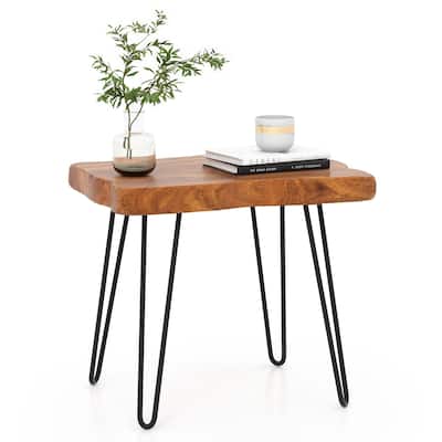 Costway Rectangular End Table Accent Side Reclaimed Indonesia Teak