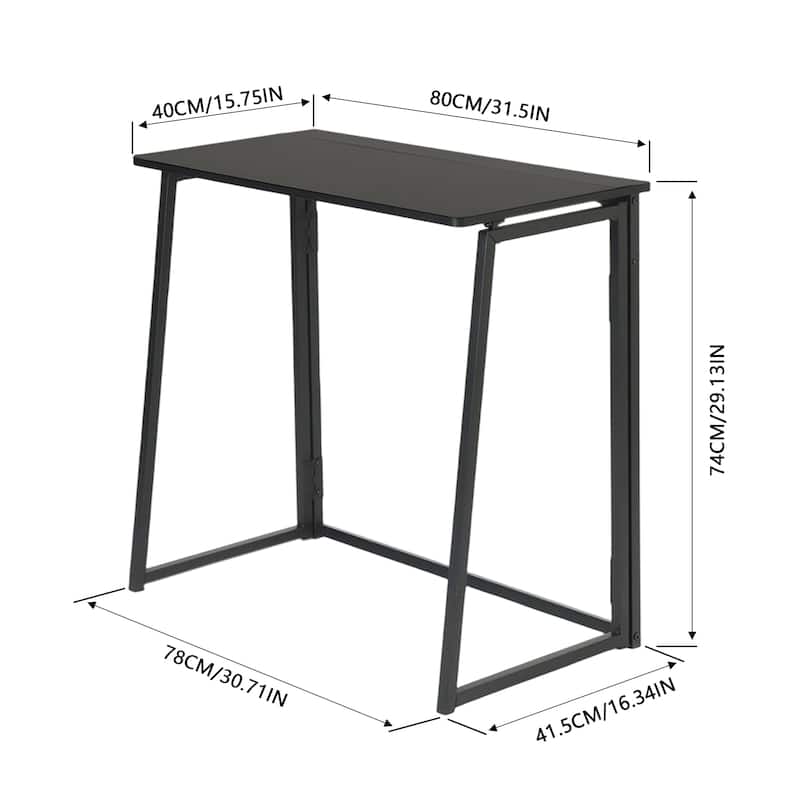 Homylin 31.5-Inch Folding Writing Desk, Space-Saving Computer & Study Table with Metal Frame