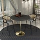 preview thumbnail 3 of 21, LeisureMod Verve 48" Round Bar Dining Table with Sintered Stone TableTop and Brushed Gold Base for Kitchen & Dining Room