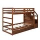 preview thumbnail 6 of 13, Wood Bunk Bed with Twin Trundle and 3 Storage Stairs, Walnut