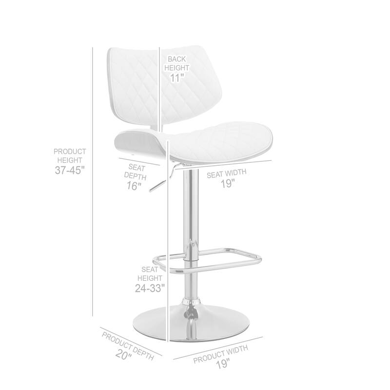 Leland Adjustable Faux Leather and Metal Bar Stool