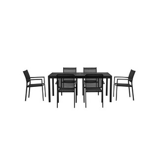 David 7 Piece Dining Set, Black Black