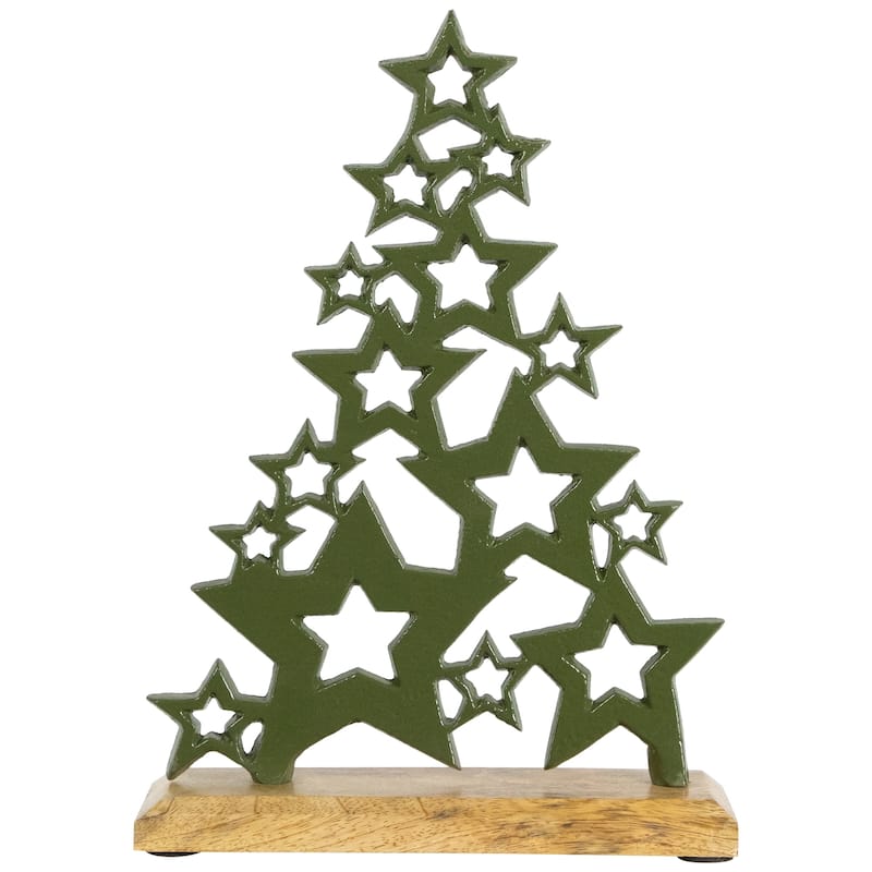 Tree of Stars Metal Christmas Decoration - 11" - Green