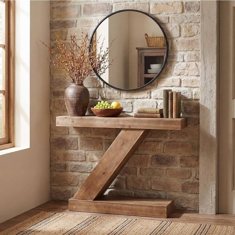 41.3 Inch Solid Wood Entryway Console Table, Farmhouse Sofa Table Behind Couch - 41.3" L x 11.8" W x 31.8" H