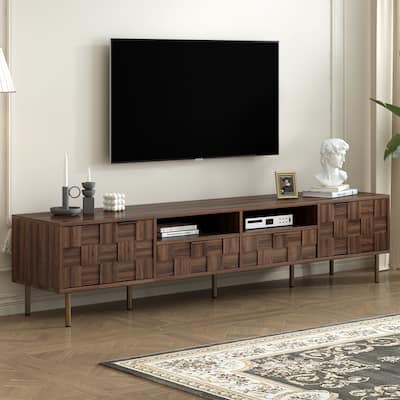 Mid Century Entertainment Center TV Stand with 2 Drawers, Media Console Table for TVs up to 85"