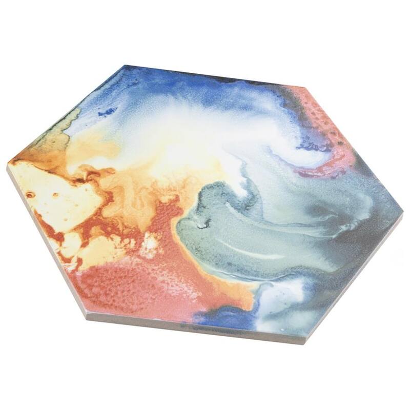 Merola Tile Raktion Hex Decor 8-5/8" x 9-7/8" Porcelain Floor and Wall Tile