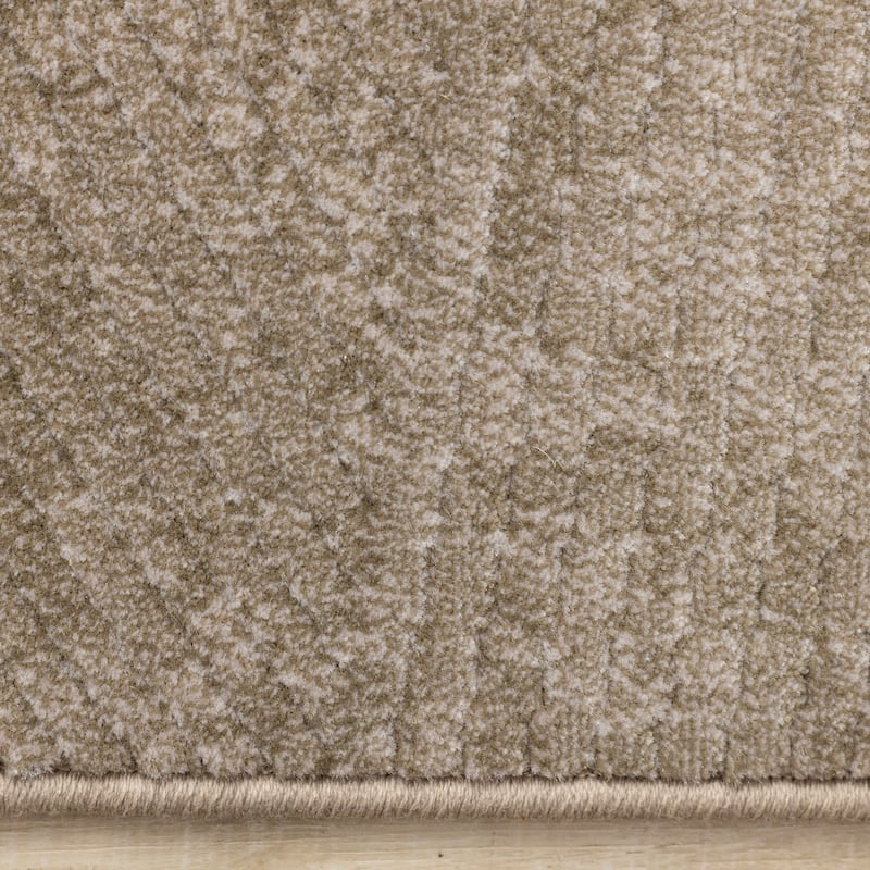 Green Taupe Striped Geometric Shapes Desne High-Traffic Rug