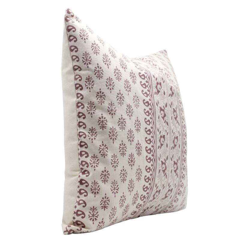 Cotton Bohemian Block print pillow Cover- Flower Buta
