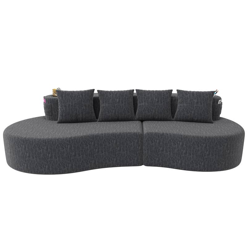Modern Curved Sectional 3 Seat Minimalist Elegant Half Moon Sofa Compressed Modular Sectional Sofa for Living Room, Office