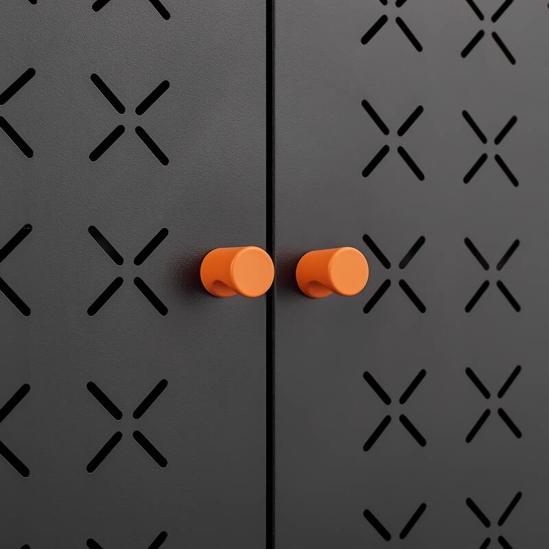 Anmytek Industrial Storage Cabinet Matte Black Perforated Metal Doors Organizer