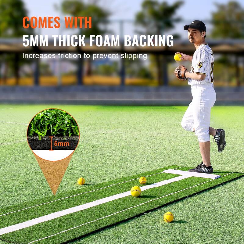Softball Pitching Mat for Pitchers Indoor Outdoor Pitching Practice - 10' x 3'