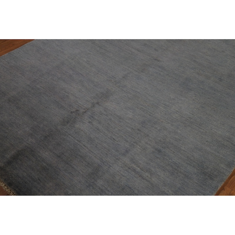 Gray Modern Gabbeh Oriental Rug Hand-Knotted Wool Carpet - 5'0" x 6'6"