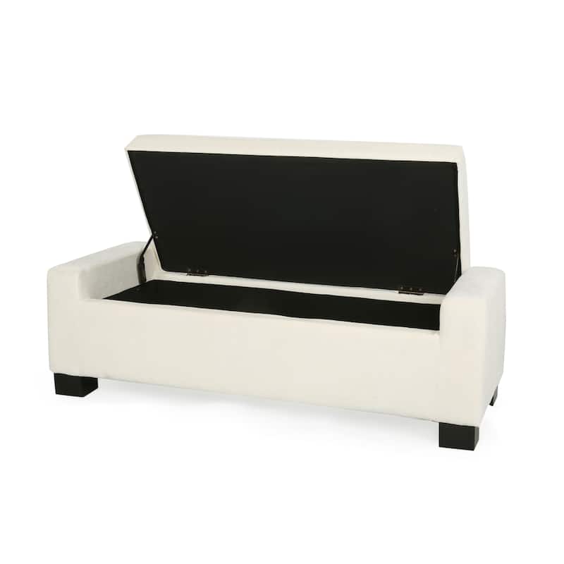 50" Ottoman Bench in Textured Fabric, Rectangular Design with Hinged Lid for Seating, Footrest, and Hidden Storage