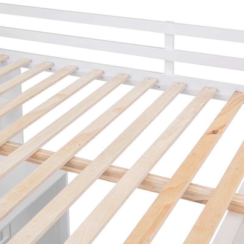 Full Loft Bed with Study Station and Built-in Wardrobe, Desk & 3 Drawers, 600lb Capacity