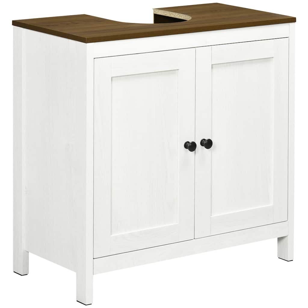 Under Sink Bathroom Storage Cabinet with U-Shaped Design and Recessed Doors - 23.5in L