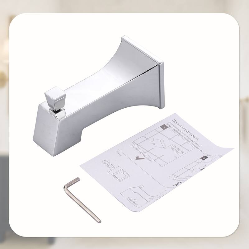 WOWOW Integrated Diverter Square Bathtub Spout in Modern
