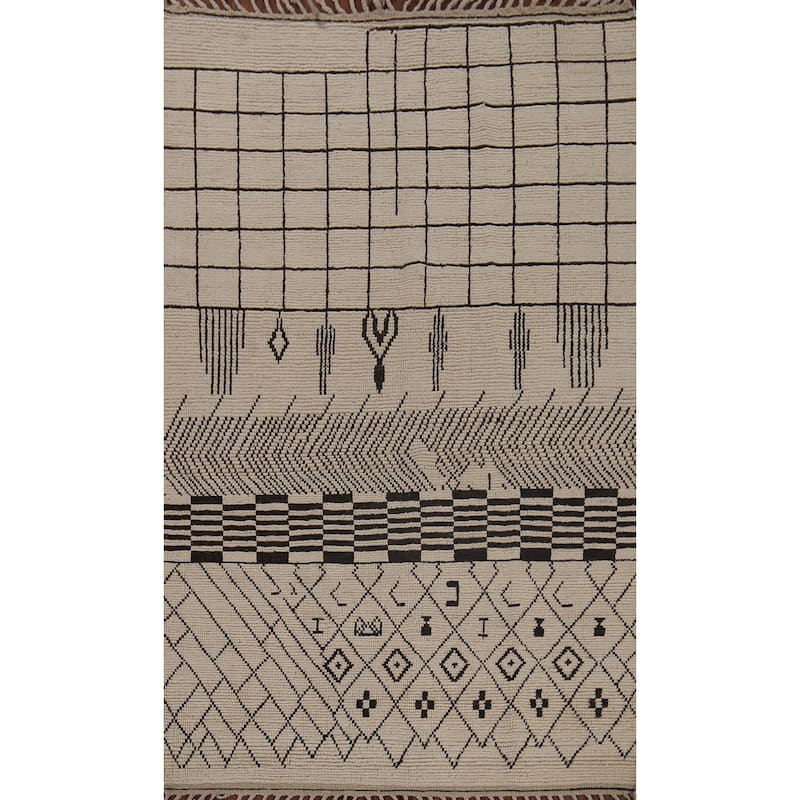 Moroccan Oriental Area Rug Handmade Tribal Wool Carpet - 6'0"x 9'7"