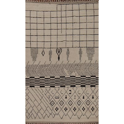 Moroccan Oriental Area Rug Handmade Tribal Wool Carpet - 6'0"x 9'7"