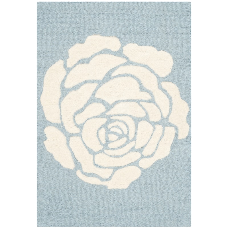 SAFAVIEH Handmade Cambridge Vince Modern Wool Rug - 2' x 3' - Blue/Ivory