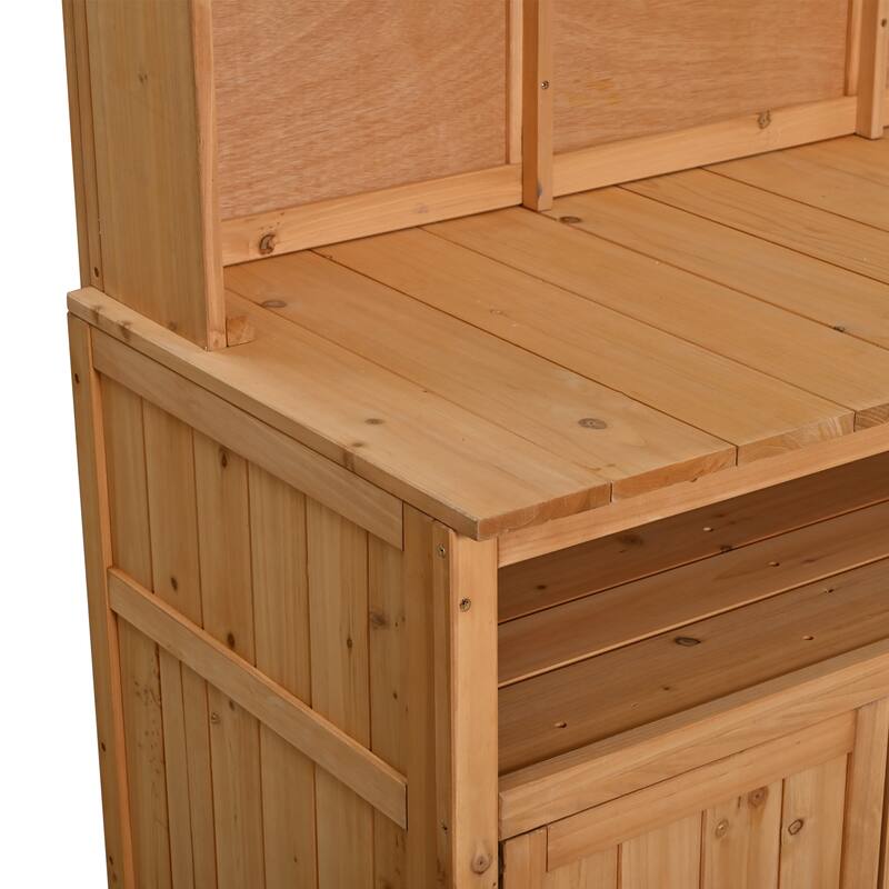 Roomfitters Outdoor Garden Potting Bench with Storage Hutch, Potting Table with Drawers and Cabinets, Shelves