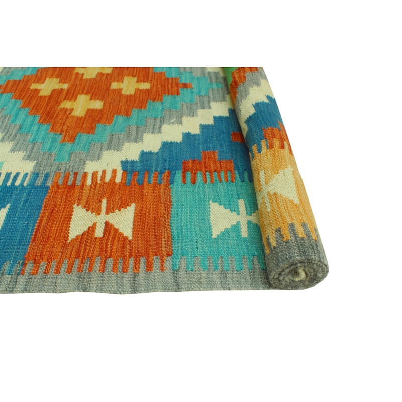 Sangat Flatweave Faiza Grey/Rust Rug - 4'8" x 6'7"