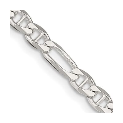 Curata 925 Sterling Silver Solid 3.75mm Figaro Mariner Anchor Chain (Lobster)