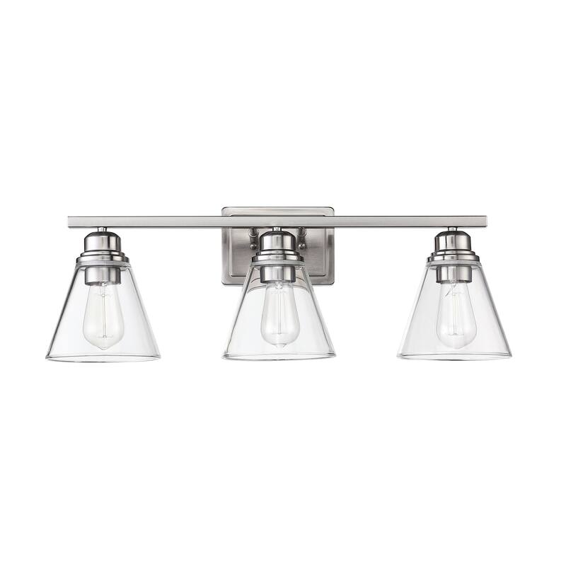 3-Light Vanity Light with Brushed Nickel Finish and Bath Set (5-Piece)