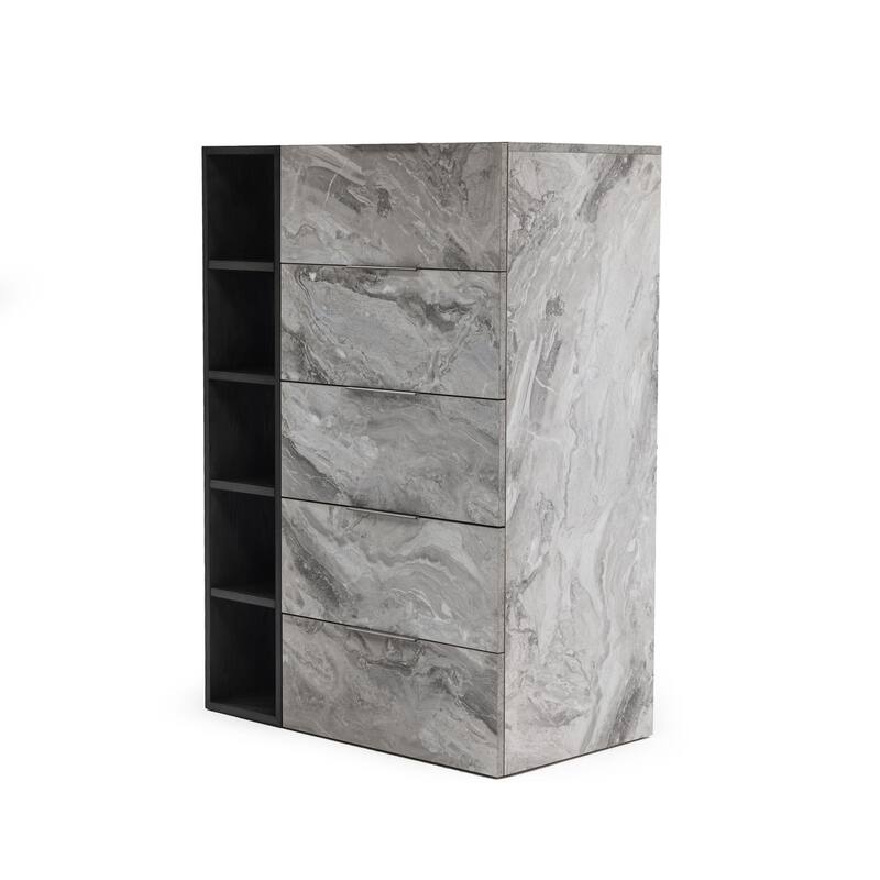 Nova Domus Maranello Modern Grey Wash & Faux Marble Chest
